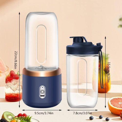 Personal Blender for Shakes &amp; Smoothies, 400ml – 2 To-Go Portable Cups &amp; Lids, Easy Clean, High-Speed Mixer for Juices, Kitchen, Baby Food – Powerful Motor, Safe Double Tap