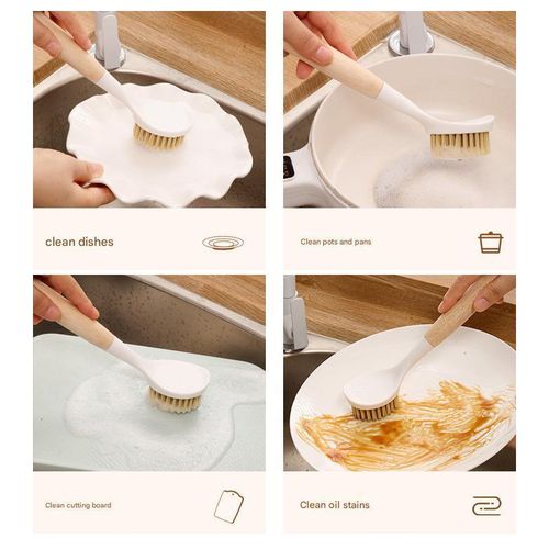 3pcs kitchen cleaning brush, wooden handle pot brush, dish brush
