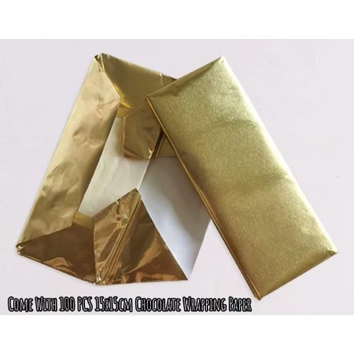 2 Pcs Creative Chocolate Molds with 100pc golden chocolate wrapping paper, Candy Bar Molds Silicone Deep Shapes, Silicone Molds for Wax Melts Non Stick Large
