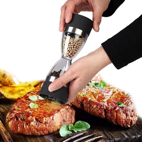 Spice Grinder Salt or Pepper Grinder - Manual 2 in 1 Kitchen Pepper Grinder Hourglass Shape Dual Salt Pepper Mill Spice Grinder Pepper Shaker Salt and Pepper Shakers