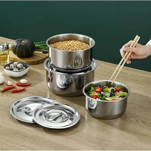 5 Pcs  stainless steel cooking pot set-Stainless Steel Baking Bowl, Mixing Bowl Set- High Quality Non Stick Stainless Steel Cookware set