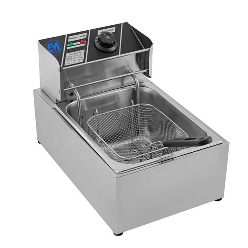 Em 6L Single Tank Energy Efficient Double Electric Chips /Chicken /Mandazi Deep Fryer Machine _ Silver EF01 (1 YR WRTY)