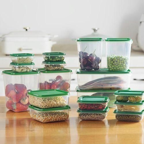 Green 17PCS Plastic Storage Box for Household Food and Fruit Packaging