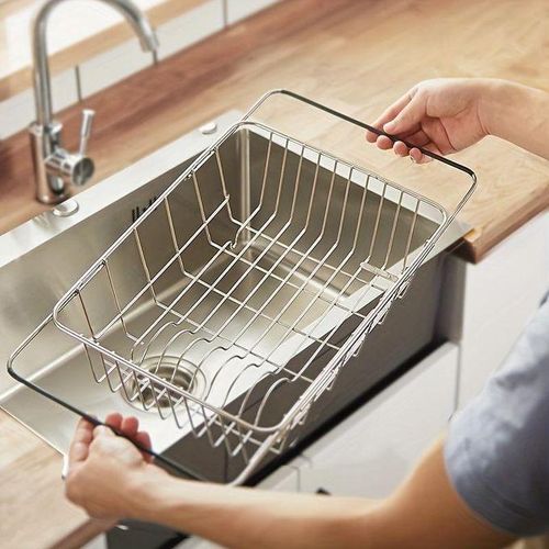 1pc, Retractable Stainless Steel Sink Strainer Drain, Telescopic Drain Basket
