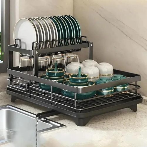 Kitchen countertop dish rack, stainless steel dish drain rack, cutlery rack