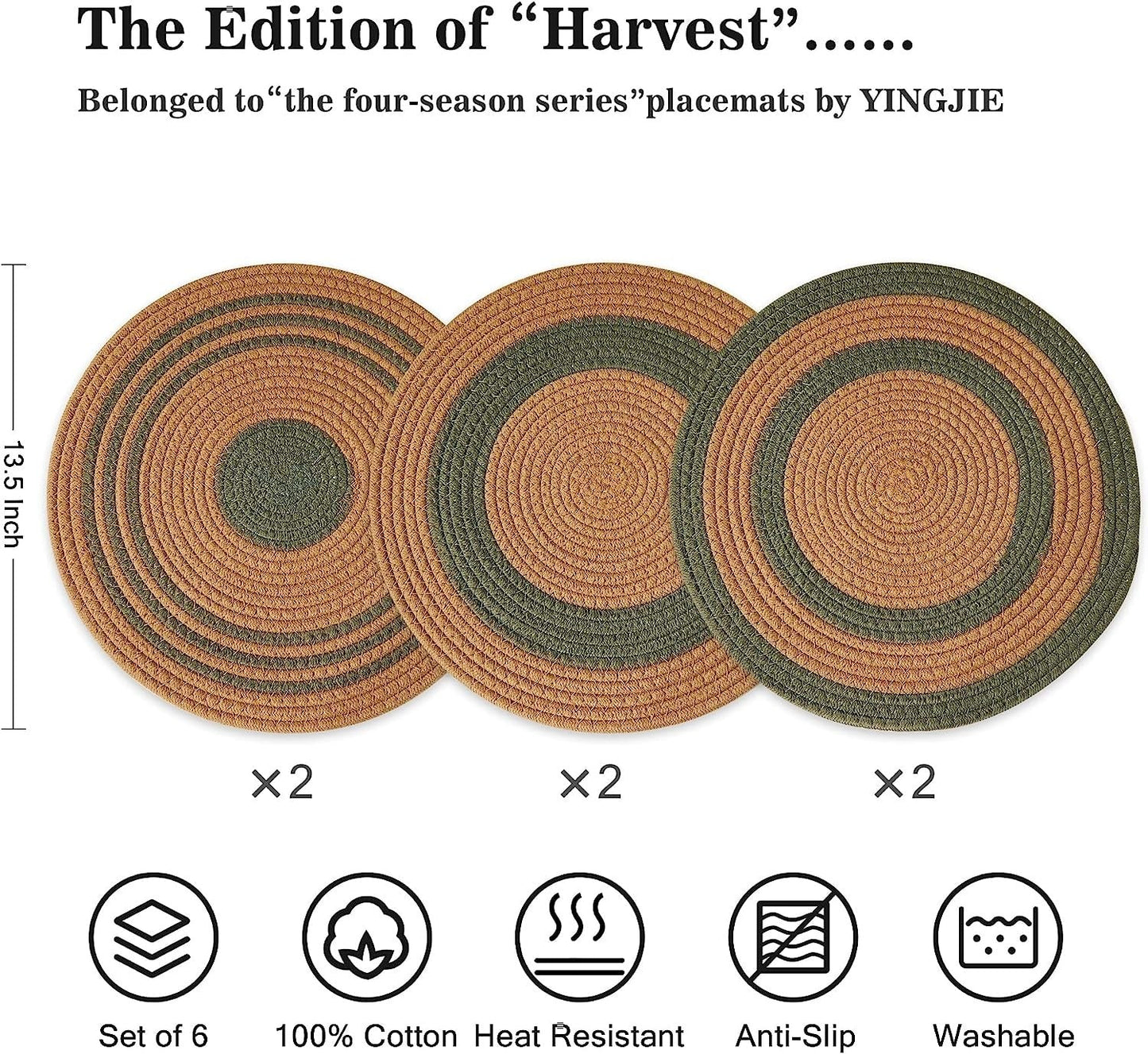 Round Woven Table Placemats Set of 6