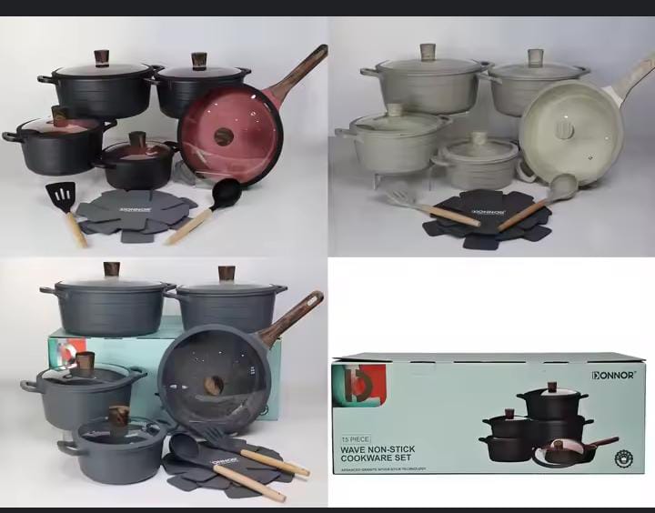 Donner wave nonstick cookware set 15pcs