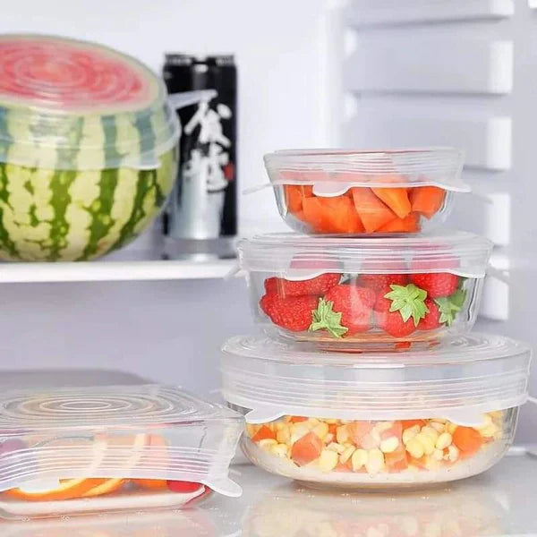6 Pcs Re-usable Silicone Food Covers