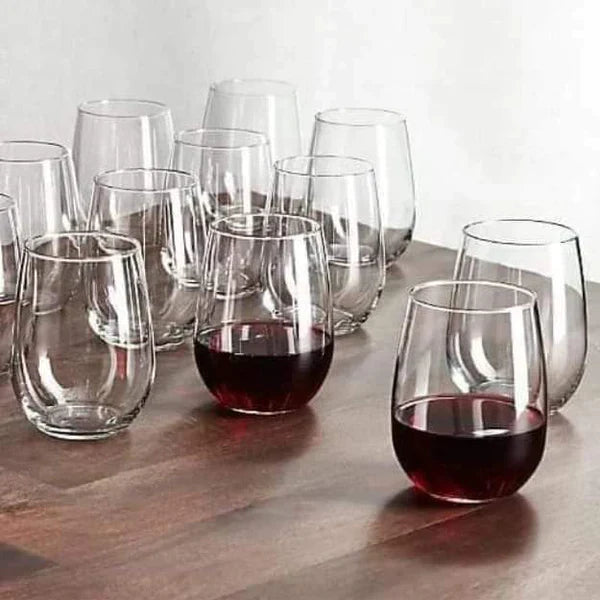 Danny Home 6-Piece Stemless Wine Glasses Set  Modern Shatter-Resistant Crystal Glass for Home, Parties & Events