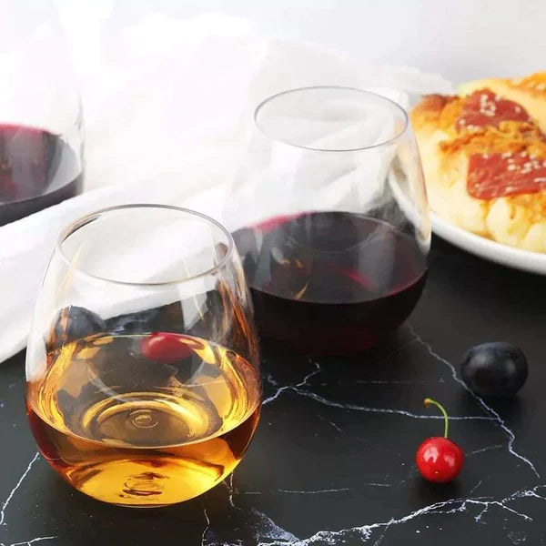 Danny Home 6-Piece Stemless Wine Glasses Set  Modern Shatter-Resistant Crystal Glass for Home, Parties & Events