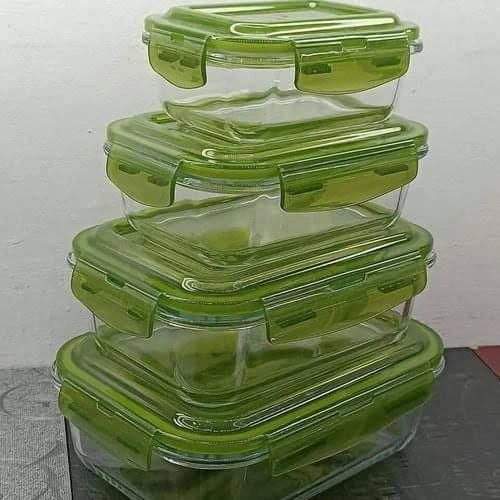 Borosilicate Glass Food Storage Lunch Box Container Set with Leak Proof Lids