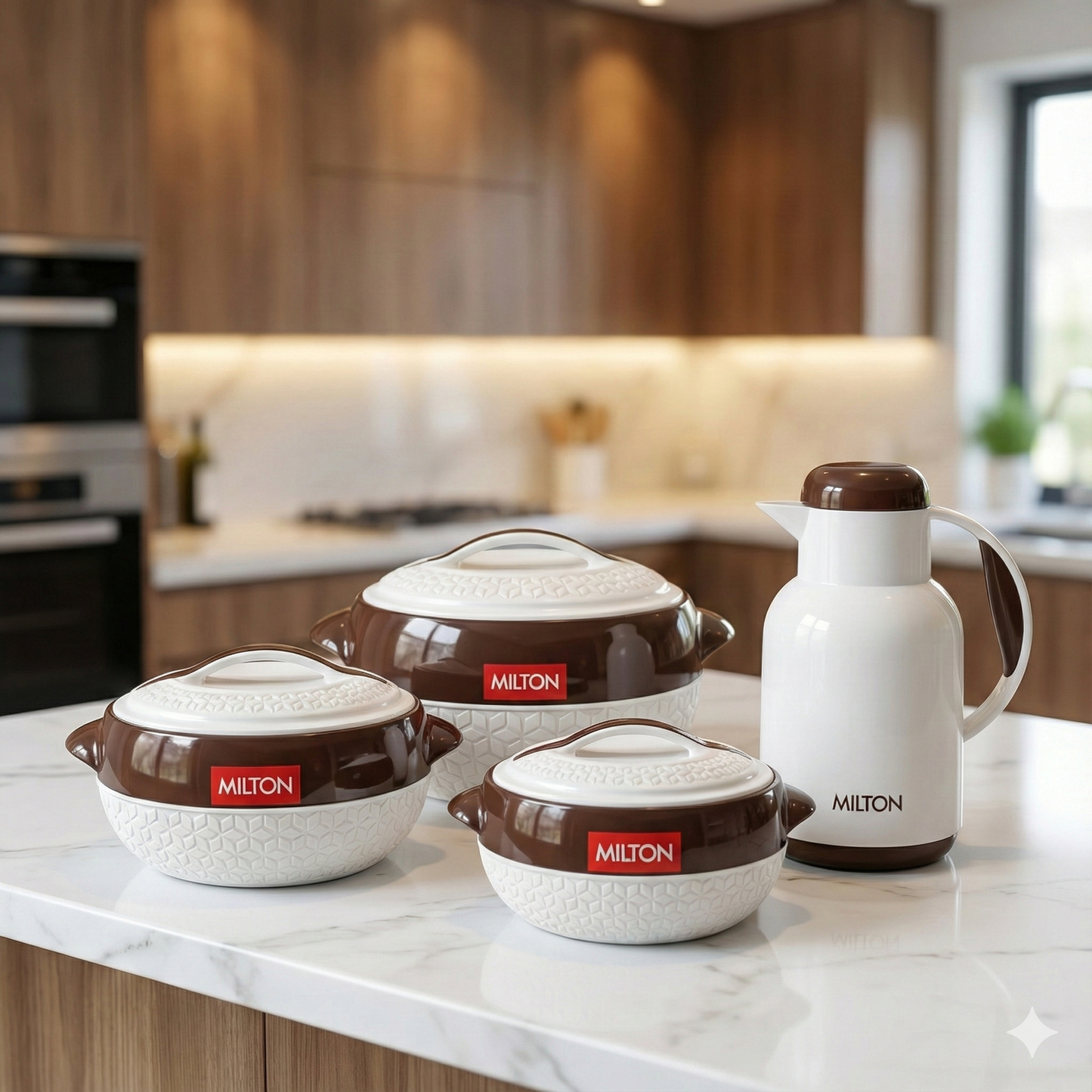 Milton Matrix Hotpot Set 4 Pcs  1000ml 1500ml 2500ml Food Containers + 1000ml Flask for Hot Meals and Drinks