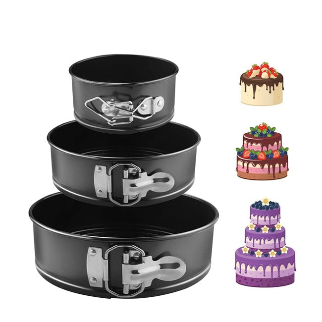 Non-Stick Round Springform Cake Pan Set | Leakproof Cheesecake Baking Pans with Removable Bottom