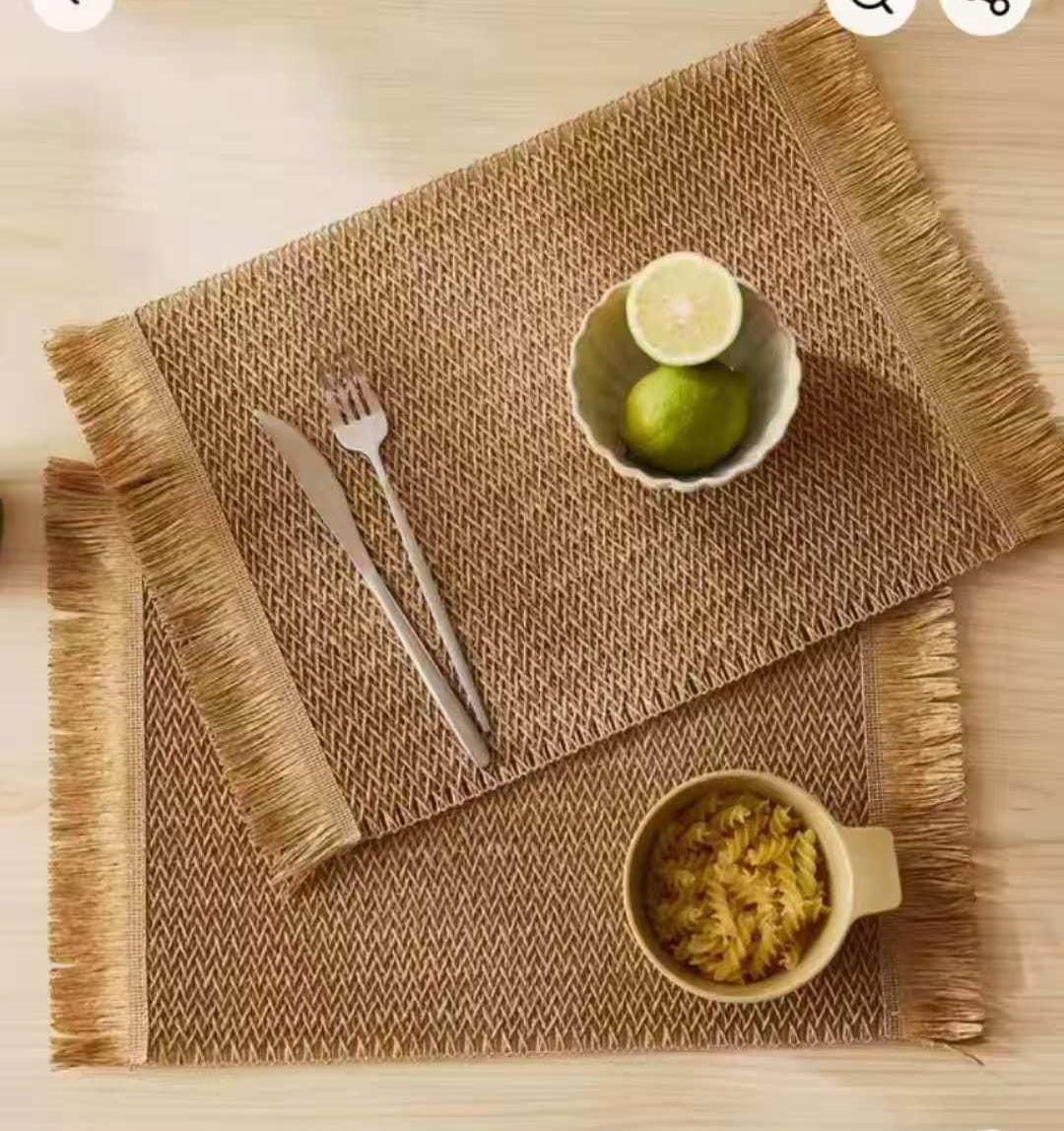 6 Pcs Round Braided Table Mats 38cm Heat Resistant Placemats for Dining Table Protection