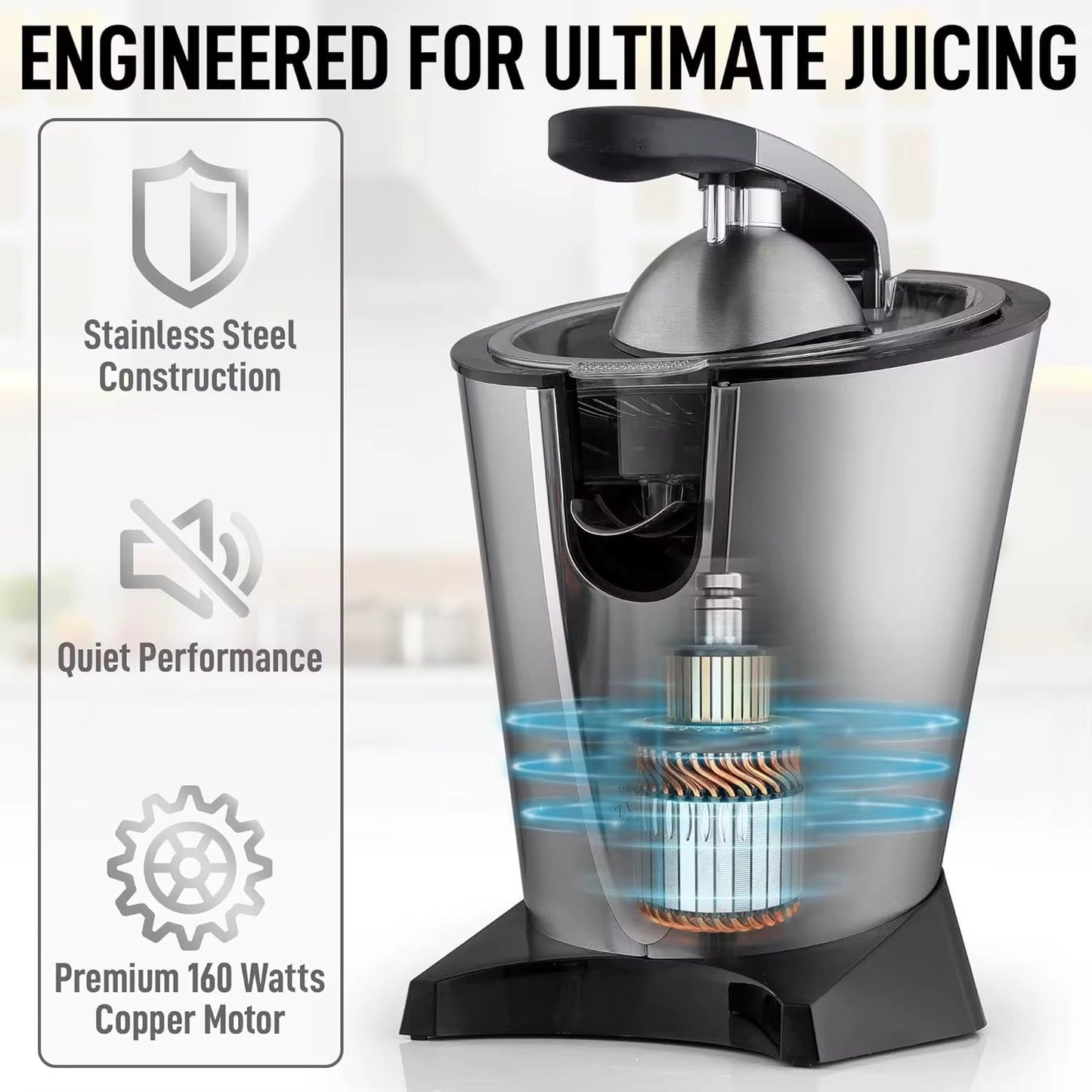 TLAC Citrus Juicer with Powerful Motor – Manual Lemon & Orange Squeezer with Soft Grip Handle – Easy-Clean Juice Press for Home, Café, Hotel | Buy in Keny