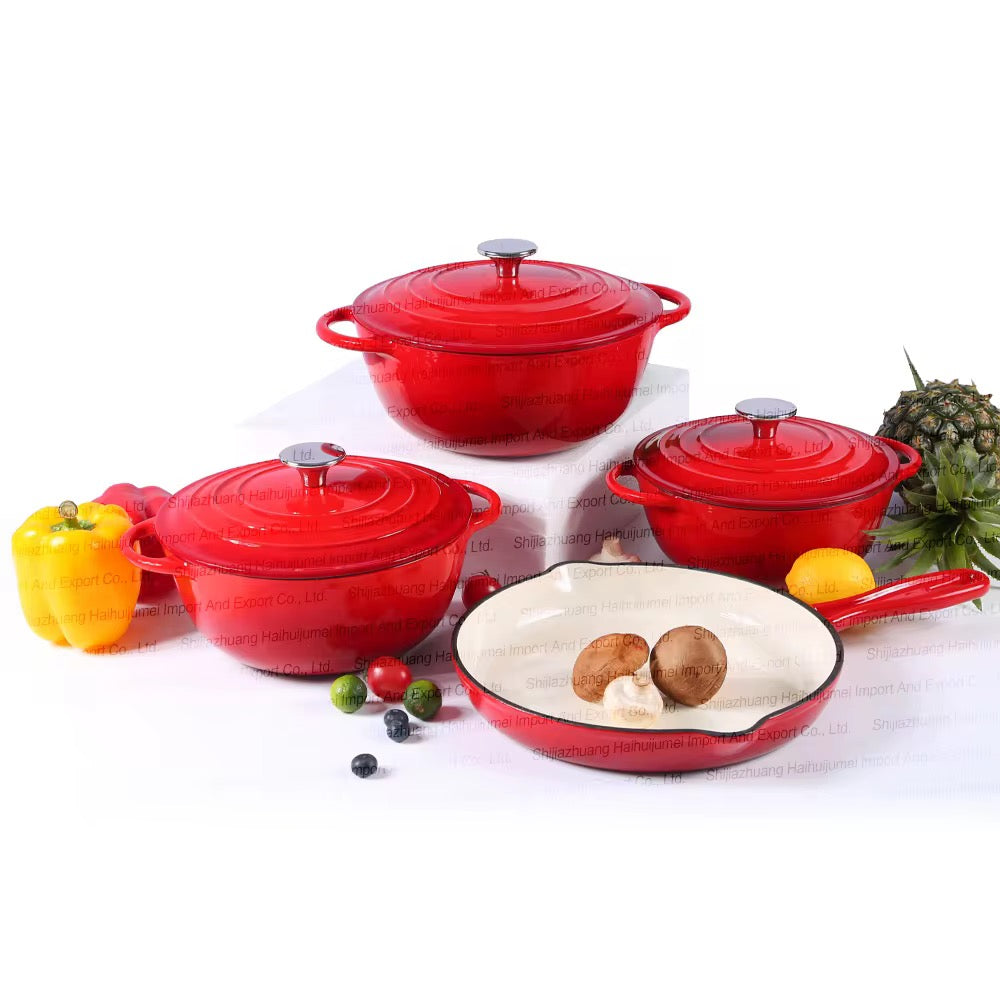 7 PCS Enamel Cast Iron Cooking Pots Set  Non-Toxic, Oven-Safe Pots for Kenyan Kitchens