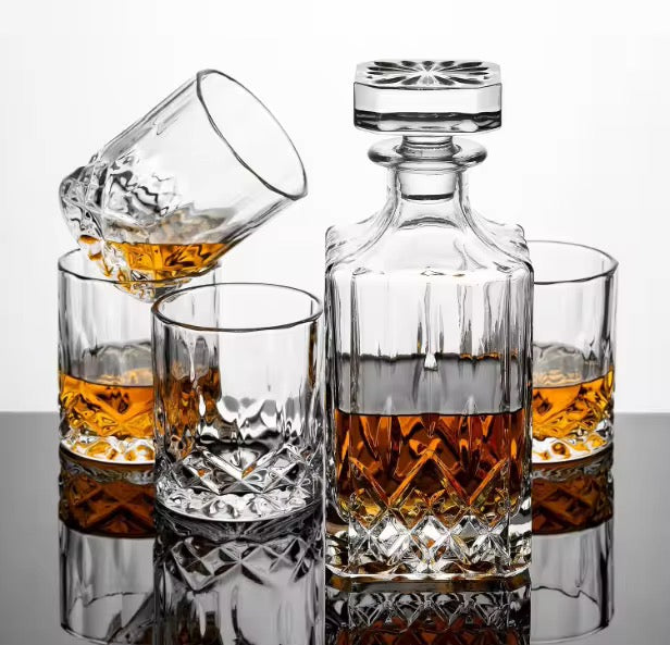 Whiskey Decanter Set,Italian Style Decanter Set with 6 Glasses