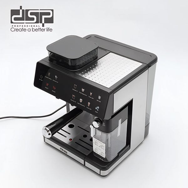 DSP 3-in-1 Fully Automatic Espresso Machine Built-in Grinder, Milk Frother & One-Touch Cappuccino Stainless Steel Coffee Maker