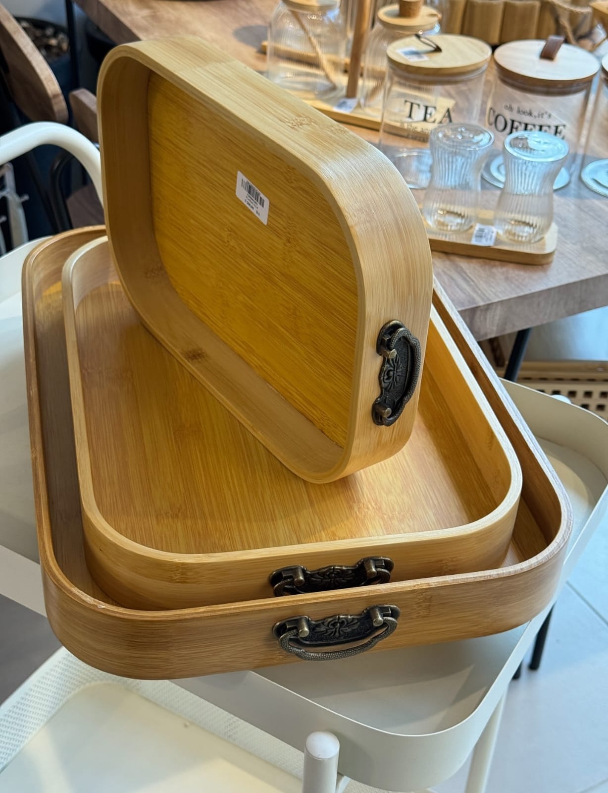 Multi-functional Round Bamboo Serving Trays Wooden Food Trays with Customised Handles – For Home Decor, Breakfast, Tea & Household Use