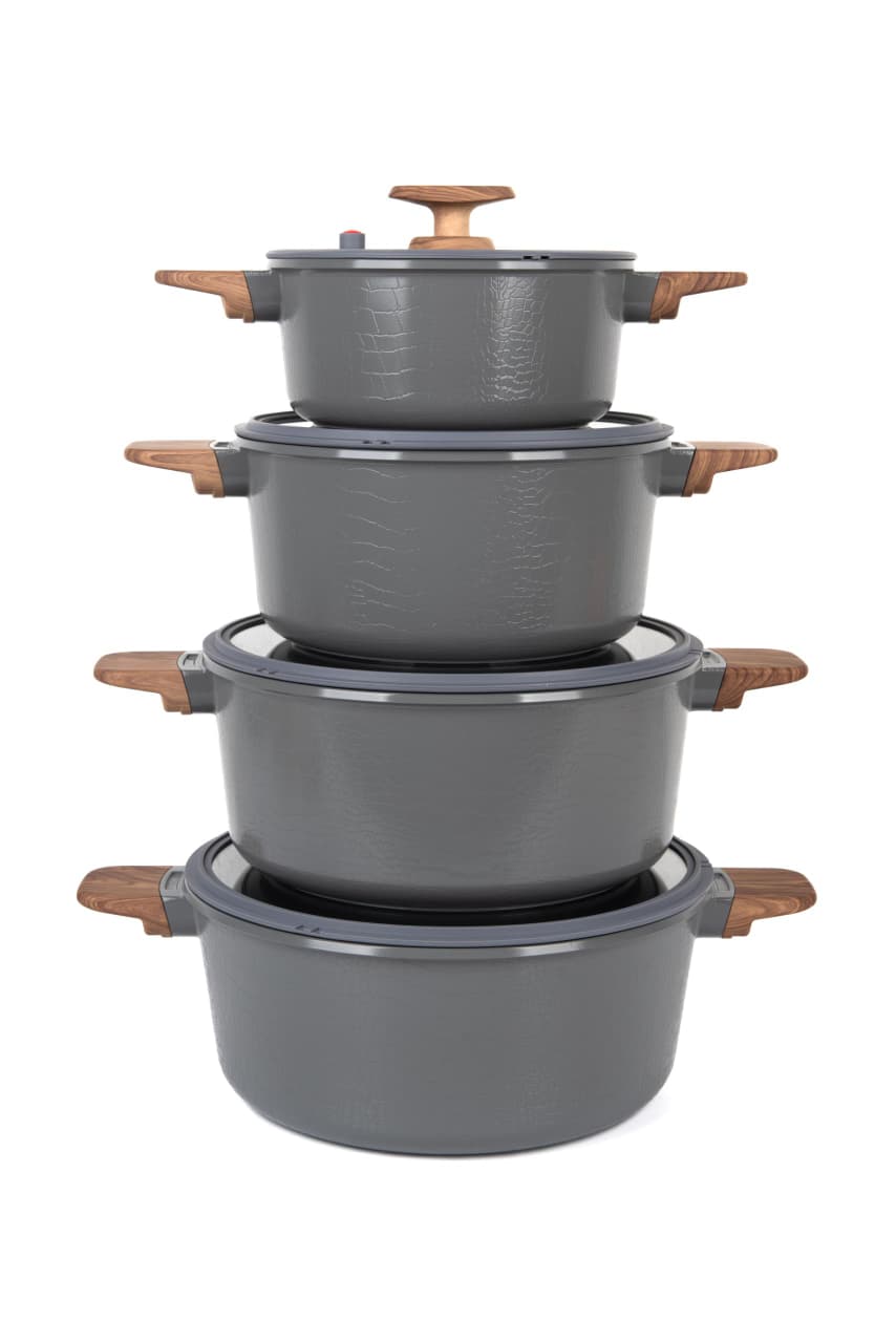 MGC Crocodile Series 8 Piece Ceramic Cookware Set – Die Cast Aluminium with Non Stick Coating Induction Base