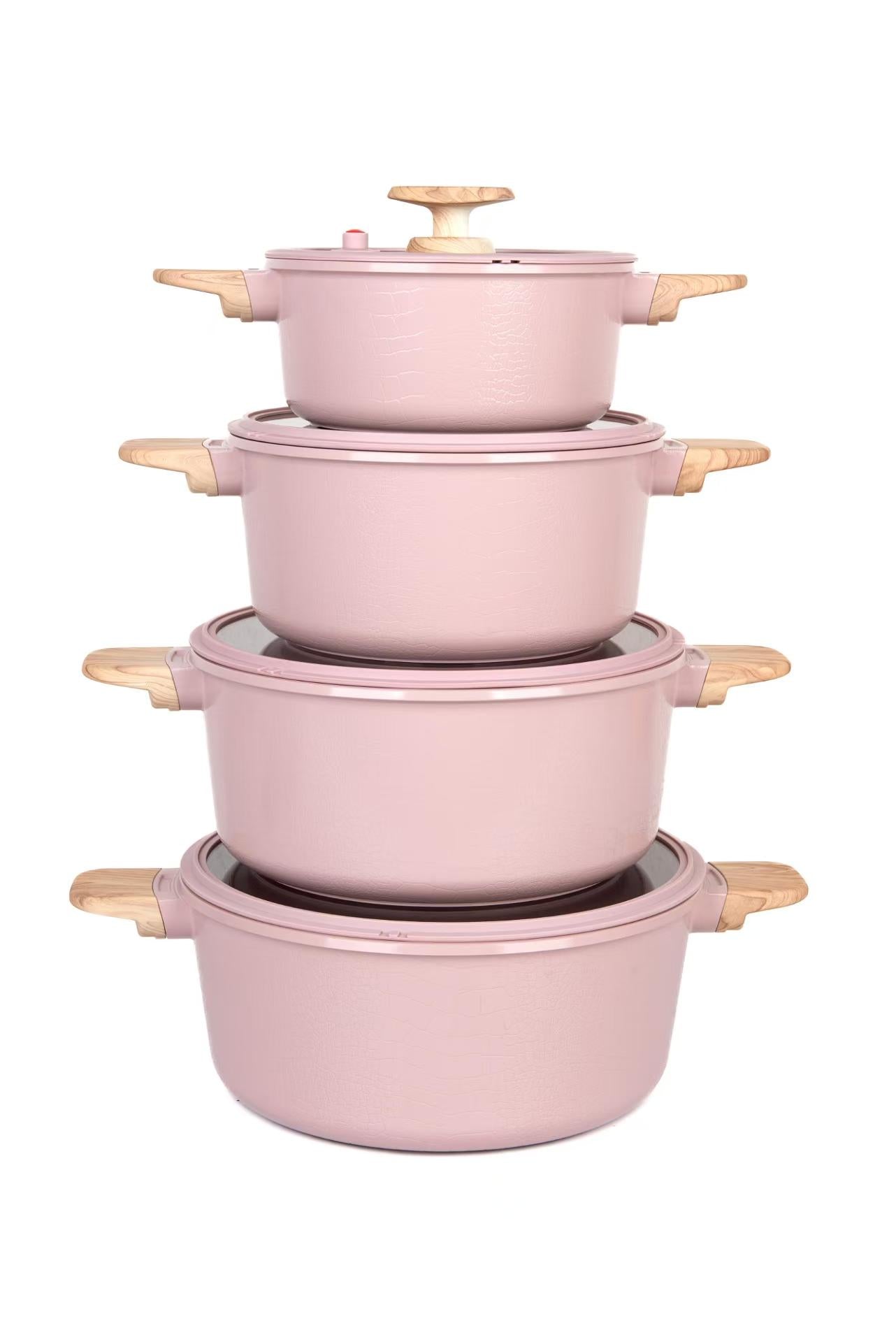 MGC Crocodile Series 8 Piece Ceramic Cookware Set – Die Cast Aluminium with Non Stick Coating Induction Base