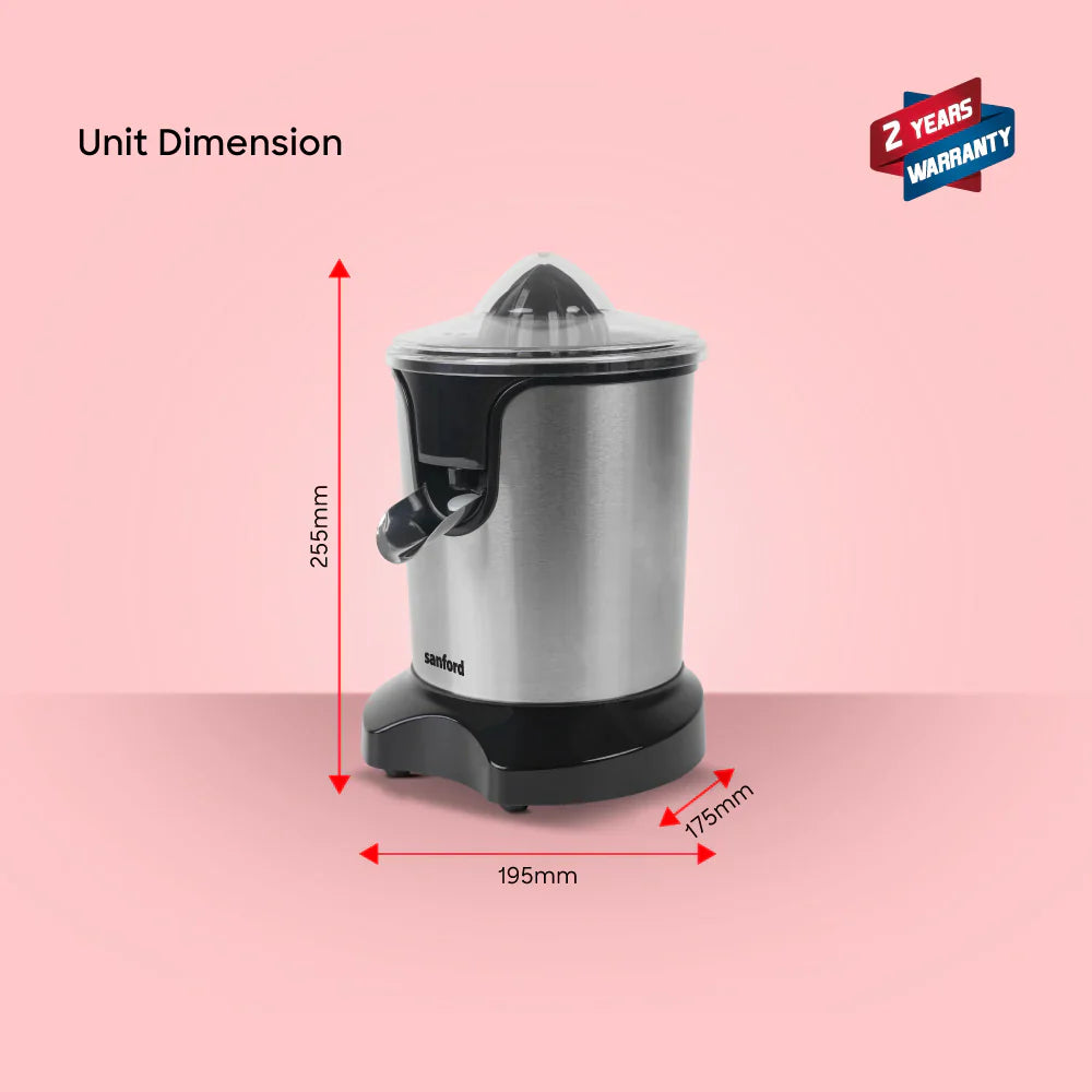 Sanford 2-in-1 Citrus Juicer with Adjustable Pulp Filter and Stainless Steel Housing
