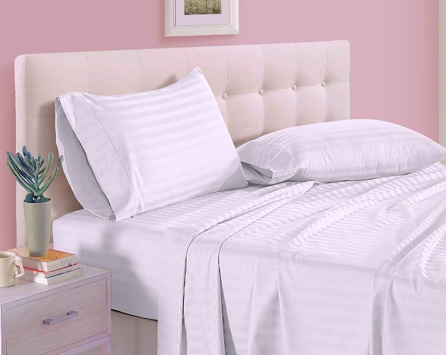 White Stripped Bedsheets 4 Pieces set.