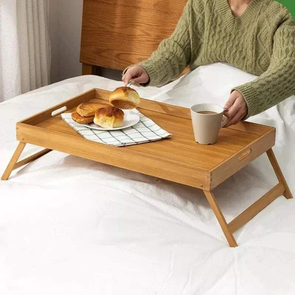 Foldable Bamboo Bed Tray Table – Breakfast in Bed Serving Tray