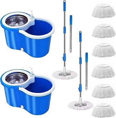 360° Spin Mop and Bucket with Separate Clean and Dirty Water,Mop and Bucket with Wringer Set for Home,Wet Dust Mop for Floor Cleaning with 2 Mop Heads