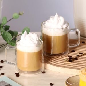 300ml Danny Home Double Wall Clear Glass Coffee & Tea Mug Set (2 Pcs)