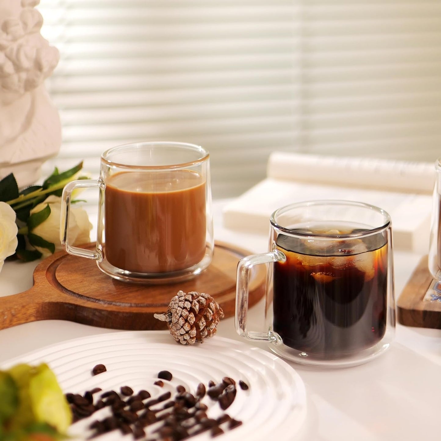 300ml Danny Home Double Wall Clear Glass Coffee & Tea Mug Set (2 Pcs)
