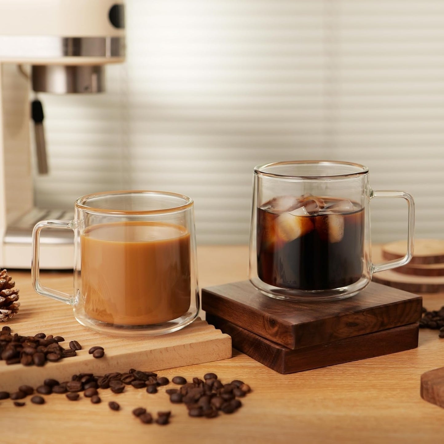 300ml Danny Home Double Wall Clear Glass Coffee & Tea Mug Set (2 Pcs)