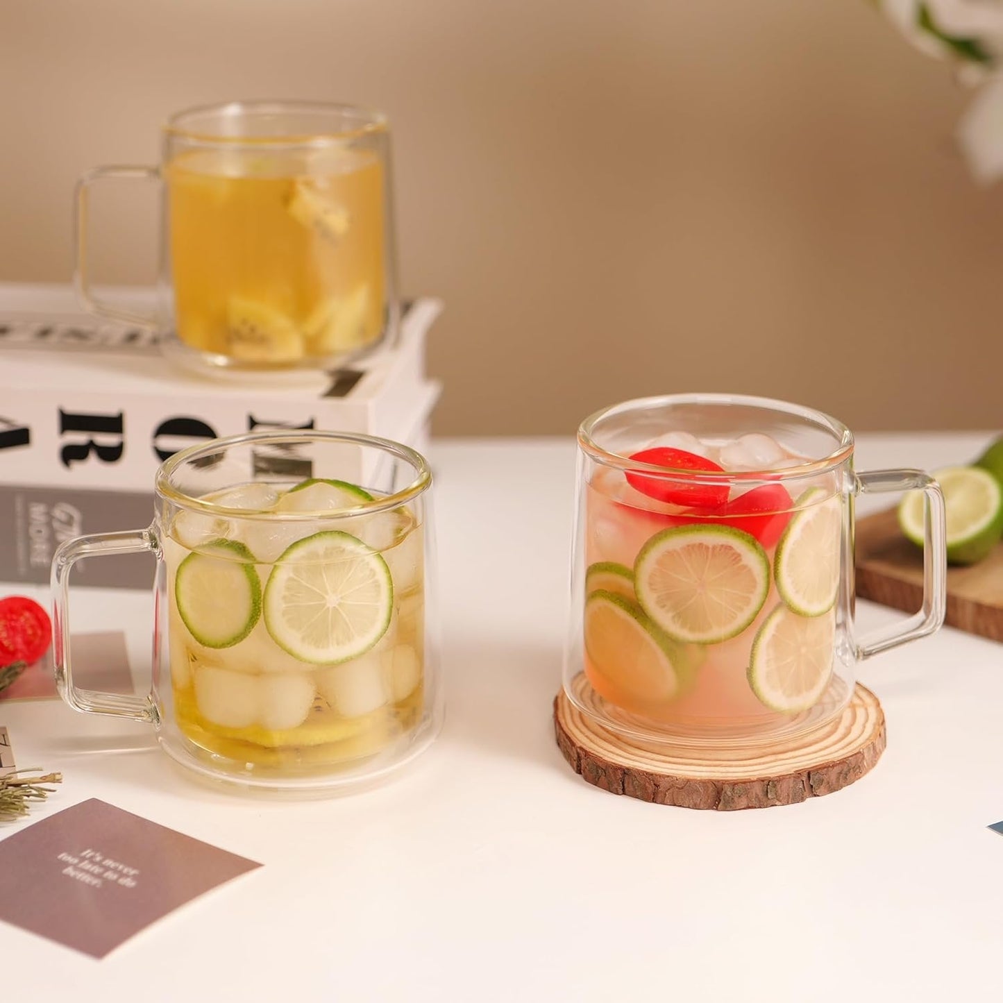 300ml Danny Home Double Wall Clear Glass Coffee & Tea Mug Set (2 Pcs)