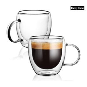 Double Walled Borosilicate Glass Coffee Mugs Set of 2 Kenya