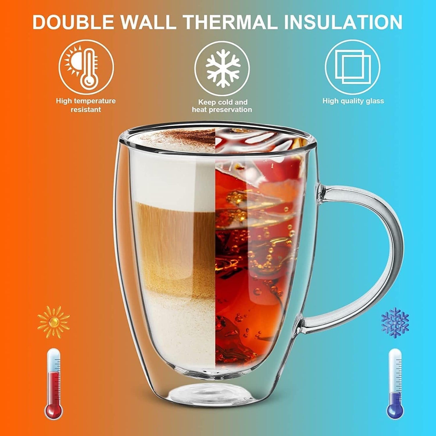 Double Walled Borosilicate Glass Coffee Mugs Set of 2 Kenya
