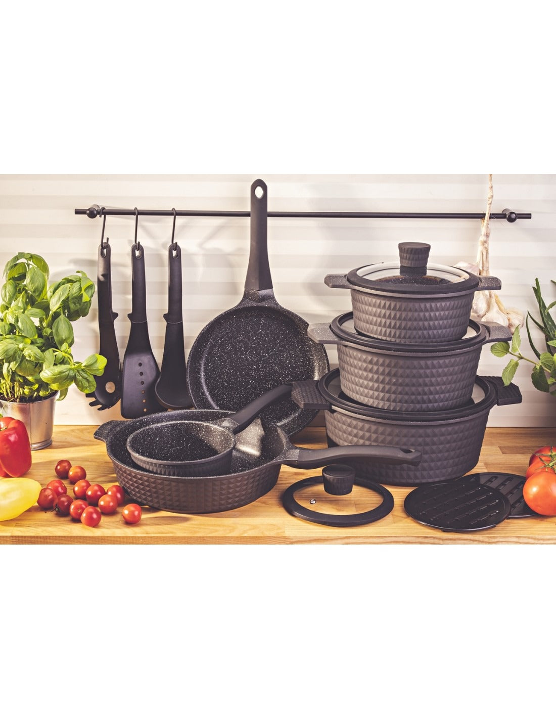 Edënbërg 15-Piece Marble Coated Cookware Set (Forged Aluminum) – Induction Ready