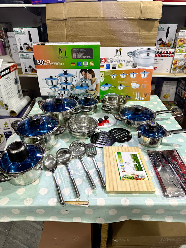 MARWA 30-Piece Stainless Steel Cookware Set.