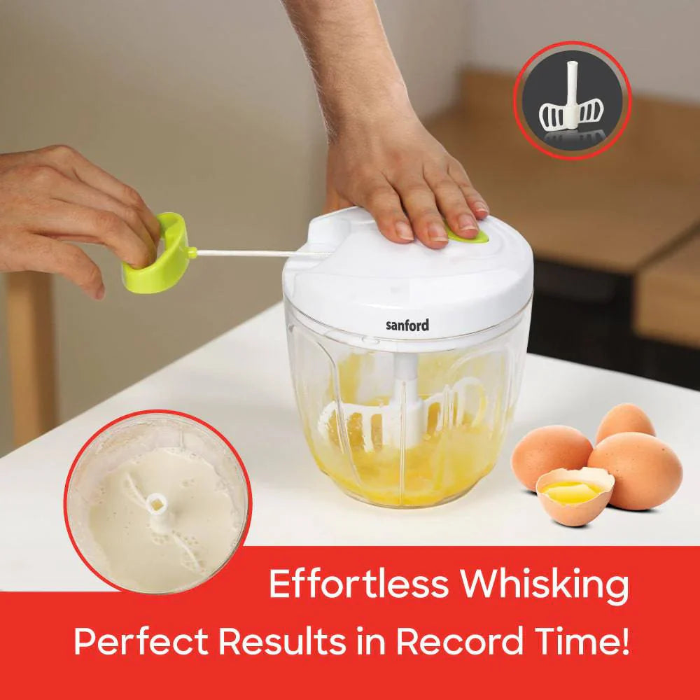 Sanford 900ml Food Chopper with Stainless Steel Blades and Egg Beater Attachment