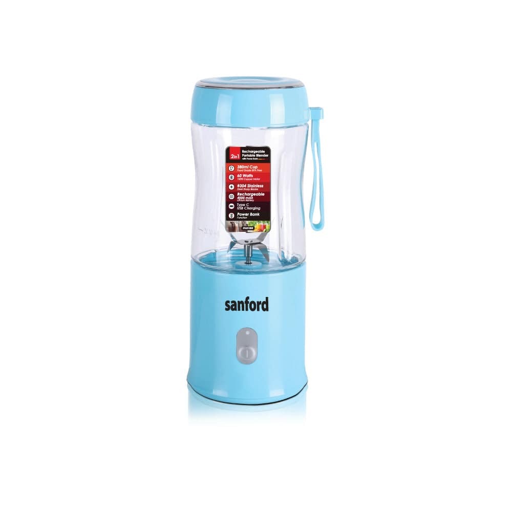 Sanford Rechargeable Blender 380ml – Portable Smoothie Maker with Power Bank & Type-C Charging
