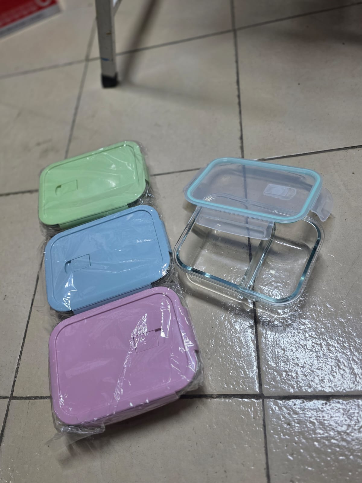1 pcs 2 partition borrosilicate glass storage / baking microwave safe