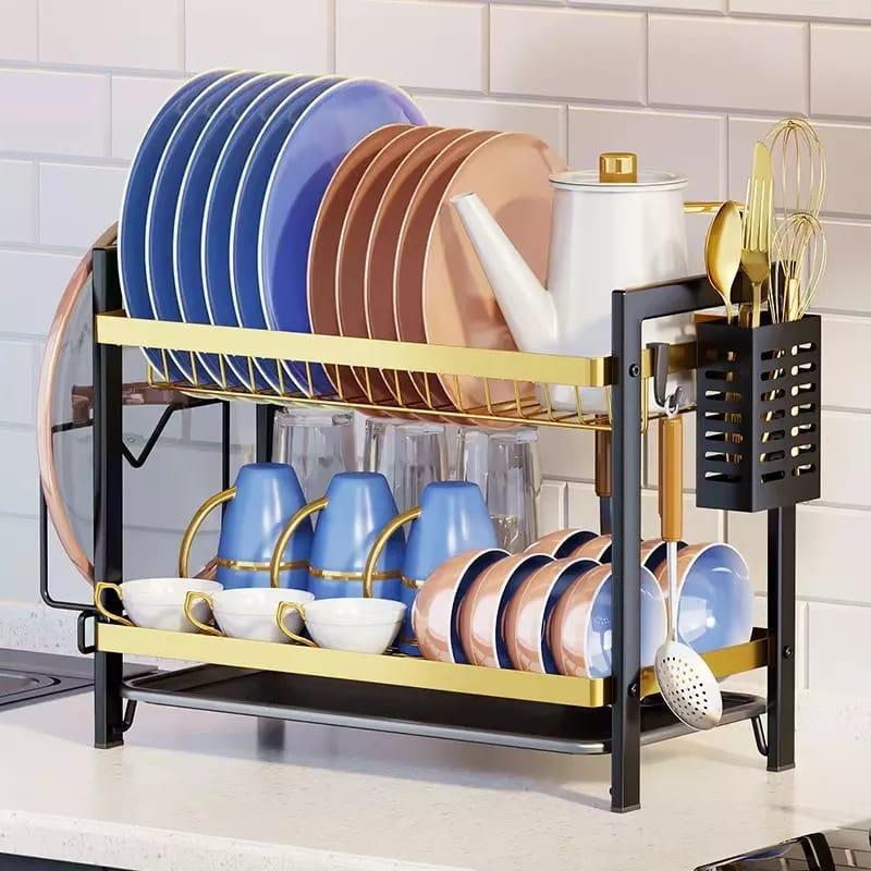 ‼️‼️ *2* tier black/gold dishrack