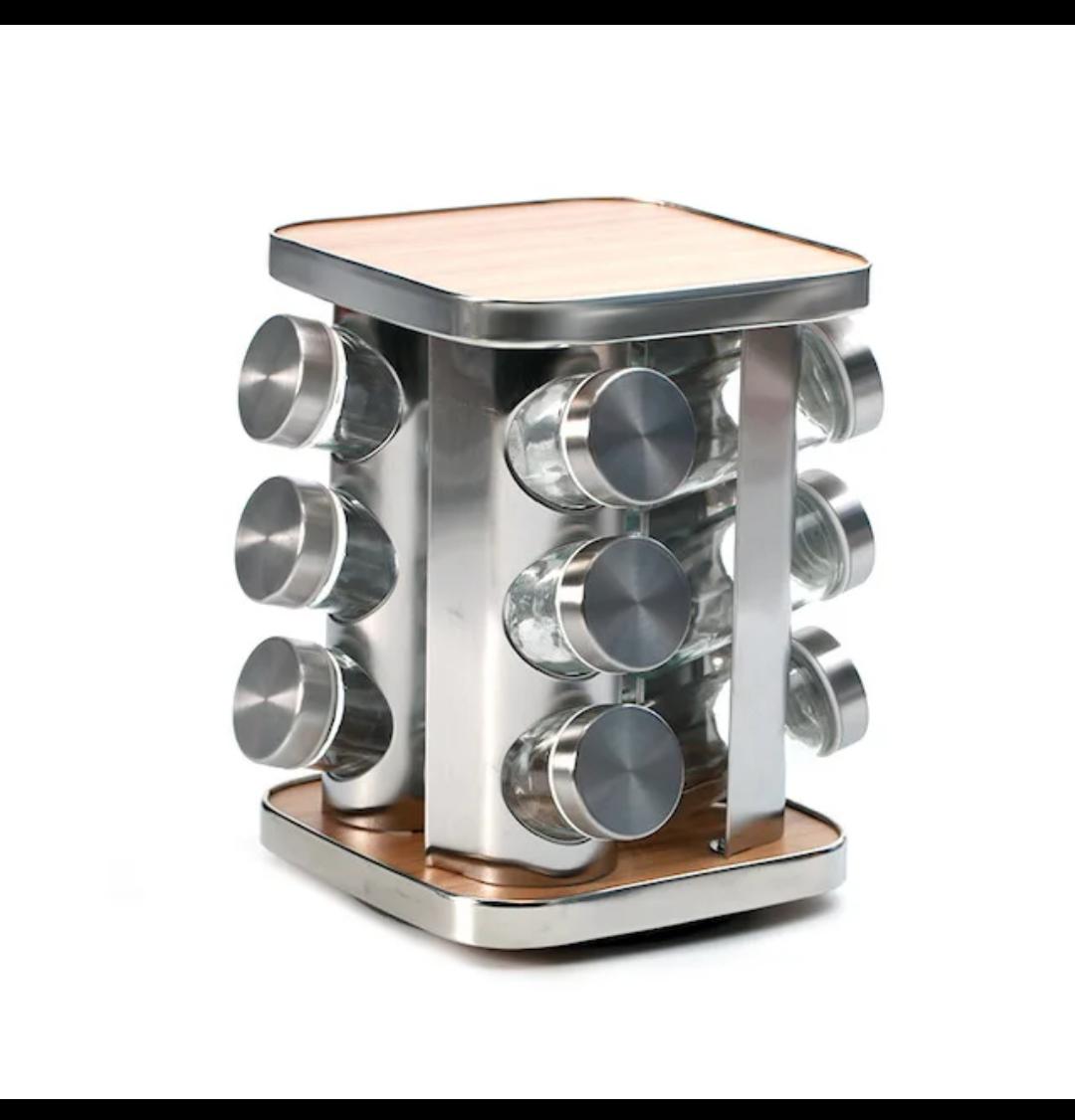 Rotating wooden spice rack