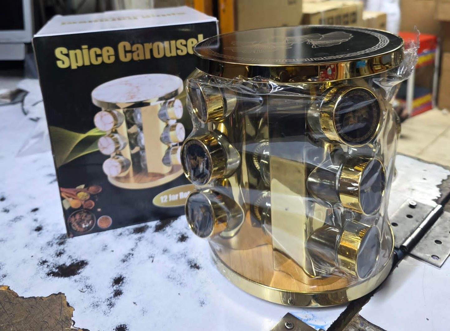 12 pcs spice rack carousel black