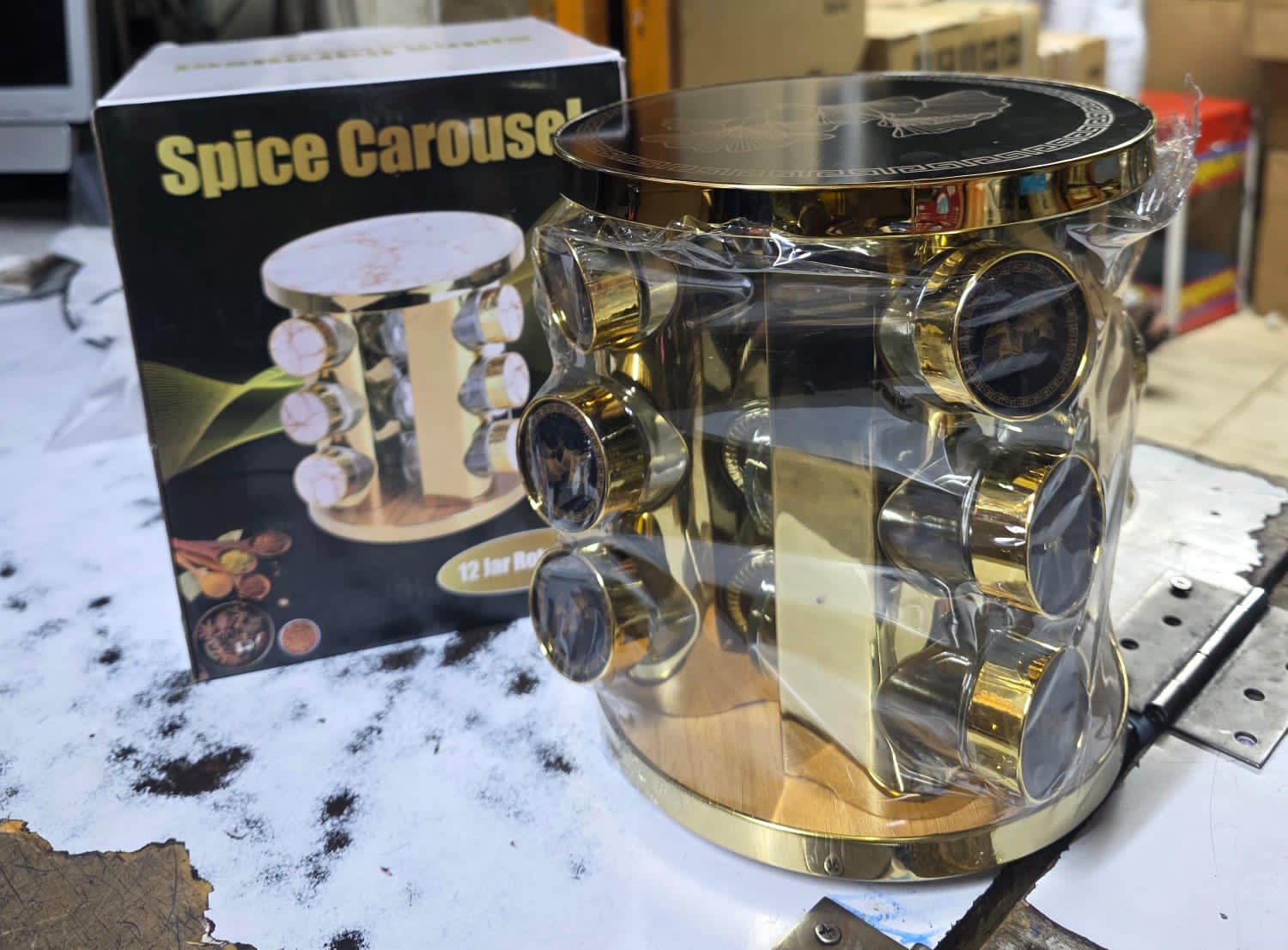 12 pcs spice rack carousel black