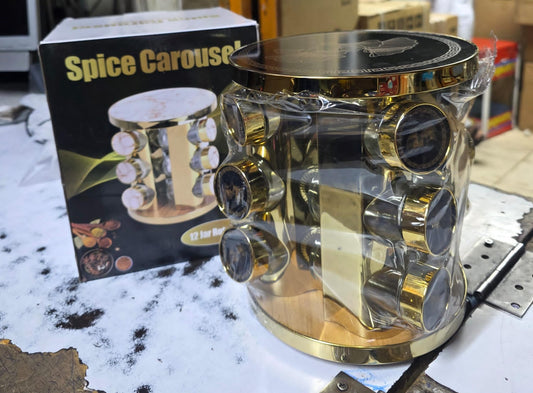 12 pcs spice rack carousel black
