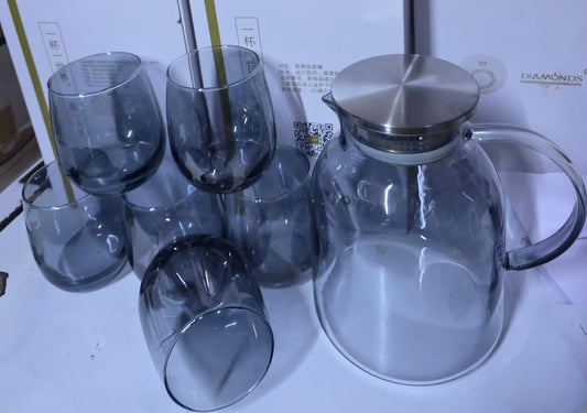 7 set smoky glass  borrosilicate water  set jug 1.8L