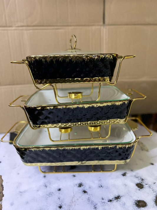 3 pcs ceramic chaffing dishes