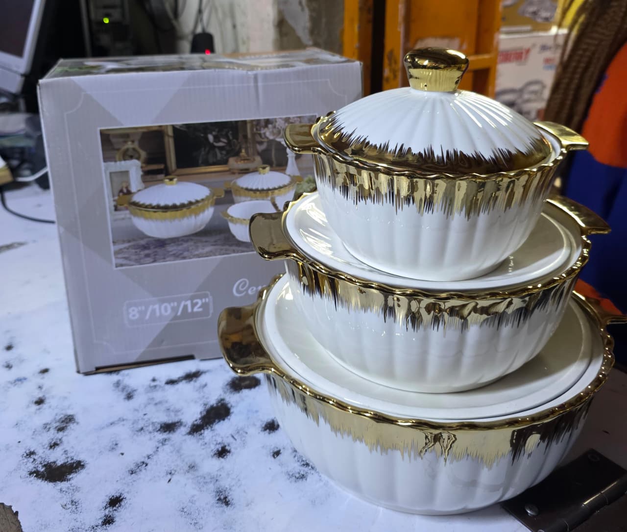 3 pcs ceramic soup pots