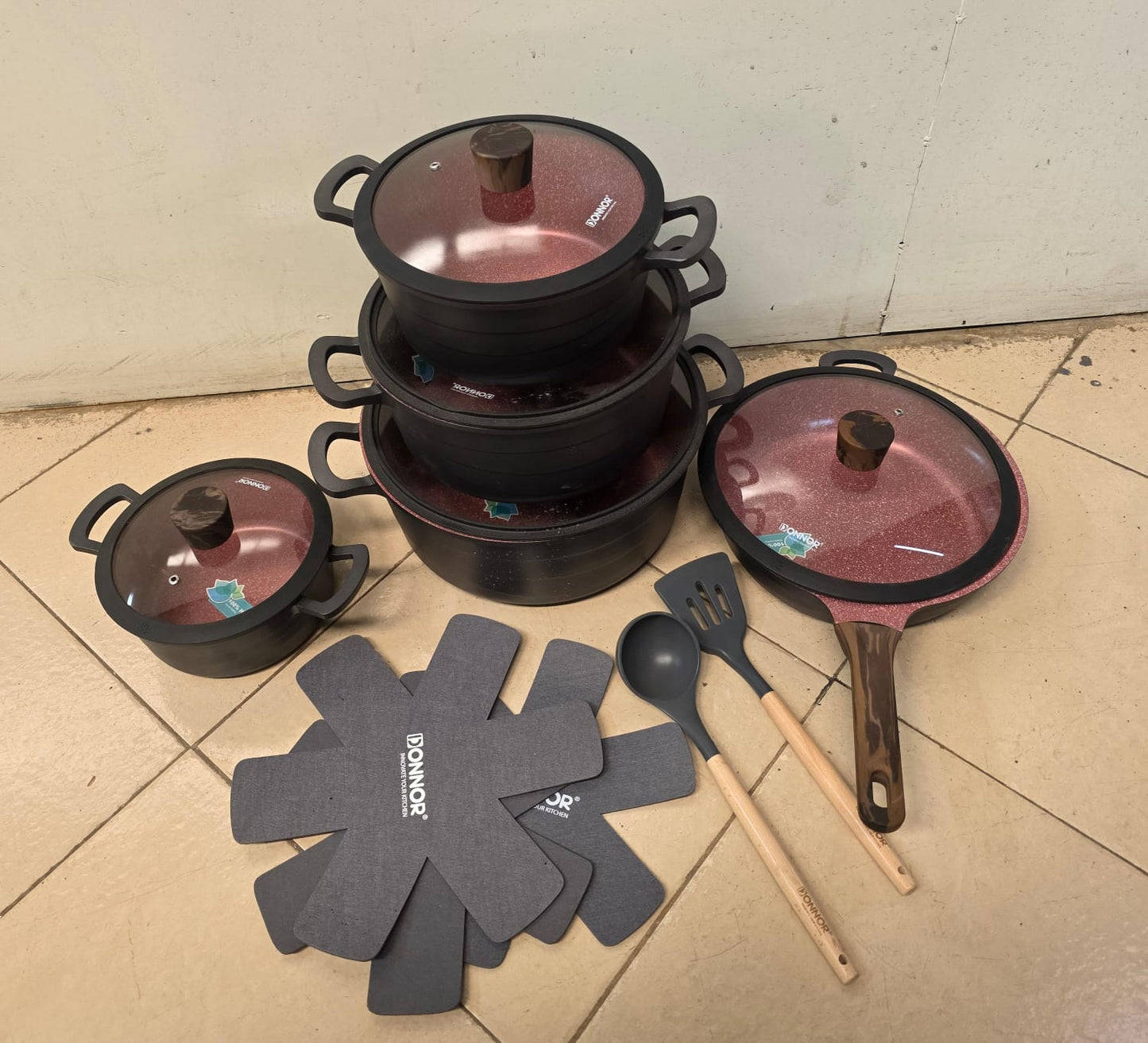 15 pcs WAVE nonstick set DONNOR crystal non stick  set