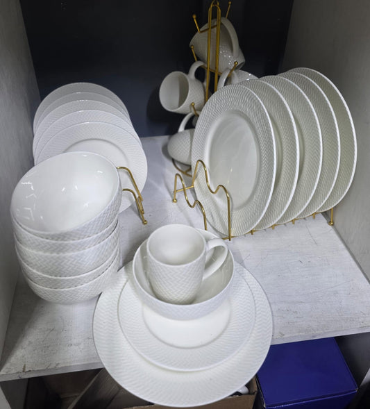24pcs ceramic dinner set white